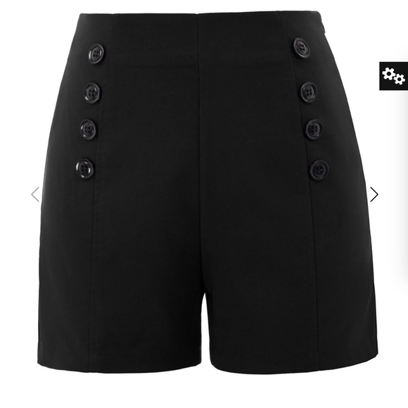 Unique Vintage Pants - Vintage High Waist Buttons Decorated Sailor Shorts